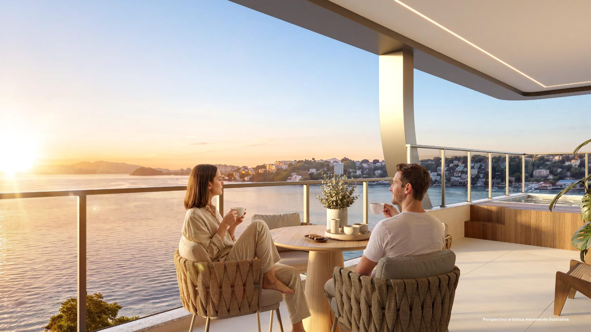Varanda do Singular com vista para a orla de Charitas